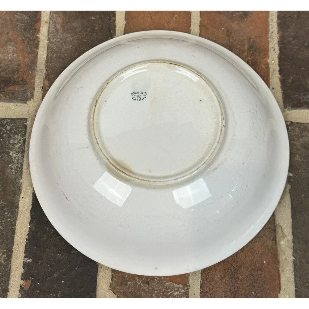Dresden Hand Painted Lily of the Valley Bowl Dish Porcelain Pastel Green White